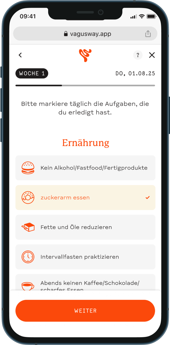 Vagusway App im Smartphone